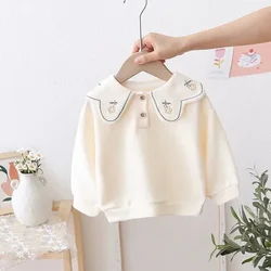 Girls' Sweater Embroidered with Flowers Autumn New Long-sleeved Sweet Style Top