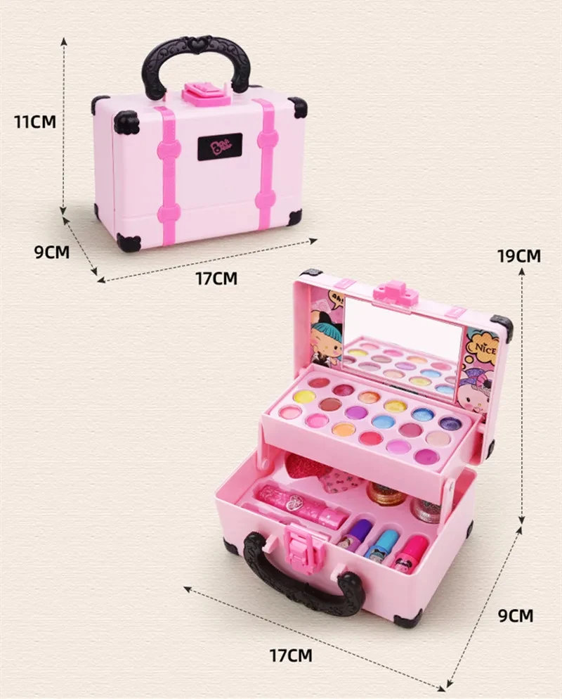 Boîte de jeu de maquillage princesse pour filles, jouets cosmétiques, ensemble de jeu, rouge à lèvres, fard à barrage, sécurité, kit non CUToys pour enfants