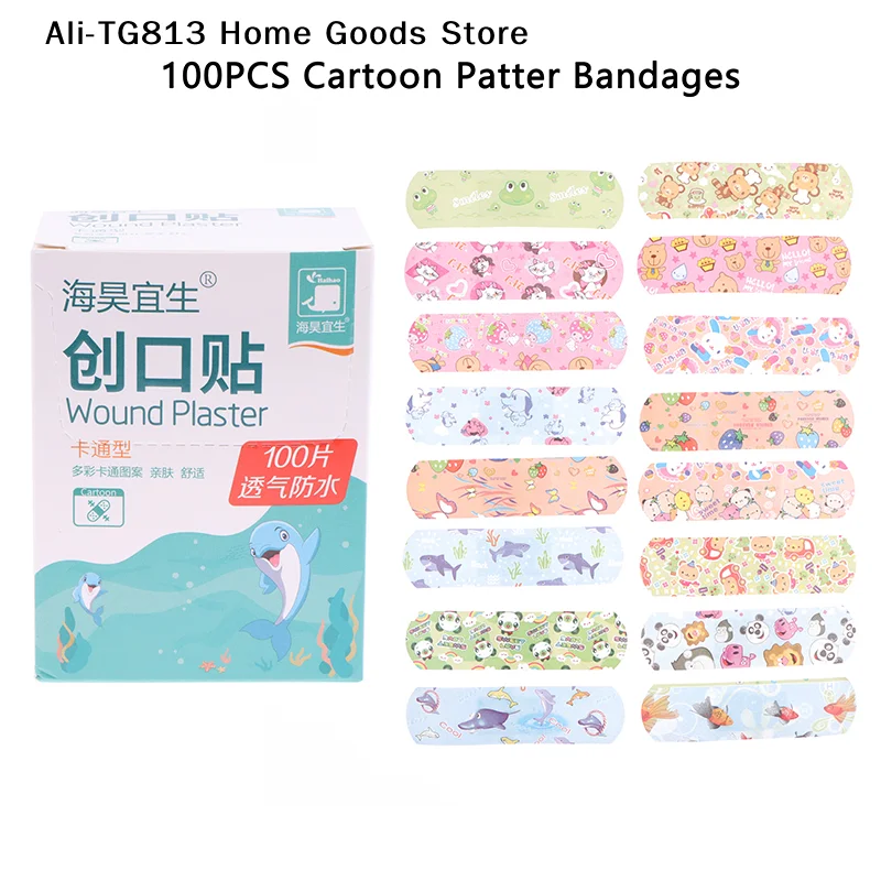 

[TG813]100PCS Adhesive Bandage Wound Strips Plasters For Children Cartoon Pattern Waterproof Hemostasis Kids Band Aid Stickers