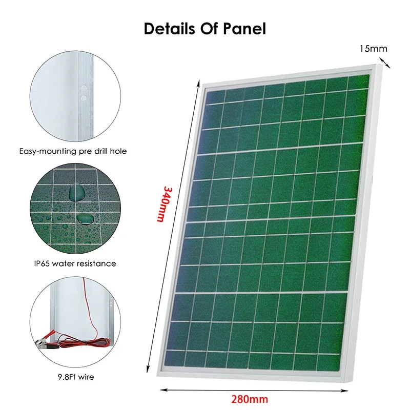 300W Solar Panel Kit 18V PET Aluminum Frame Monocrystalline Portable Outdoor Rechargeable Solar Cell Power Bank for Mobile Phone