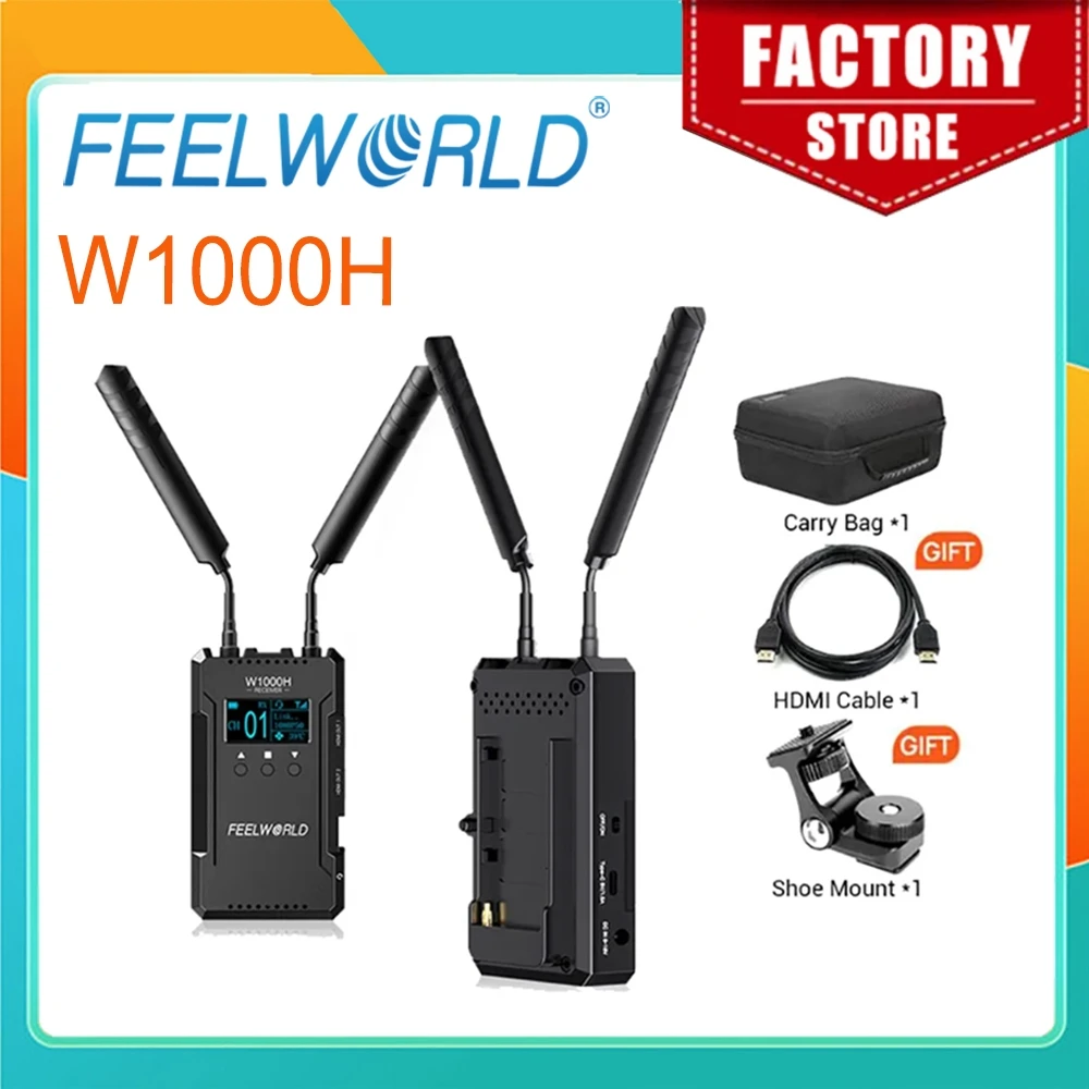 FEELWORLD Wireless Video Transmission W1000H System 1080PHD 1000FT  HDMI Input Output WIth Full Duplex Intercom 0.08S Lantency