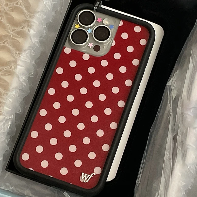 حافظة لهاتف آيفون 16 15 14 13 12 17 Pro Max Plus Air WF ins أزرق أحمر نقطة موجة WF غطاء Coque