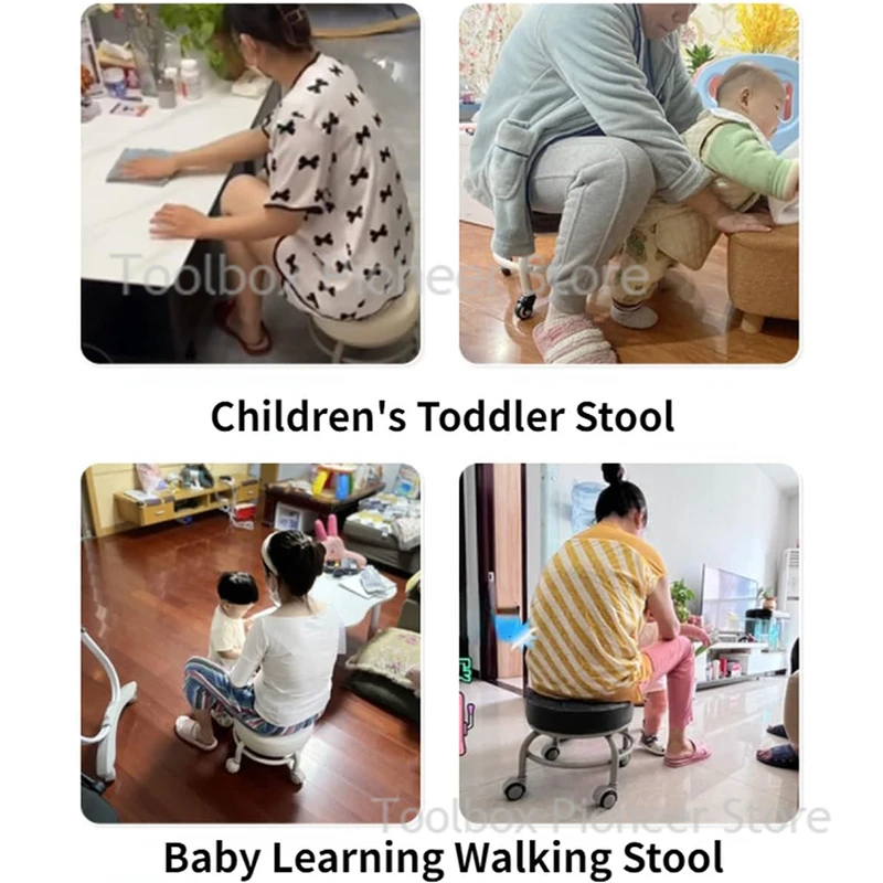 Children Stools Universal Wheel Stool for Household Use Slideable Home Stools with Soft Sponge Movable Small Stool