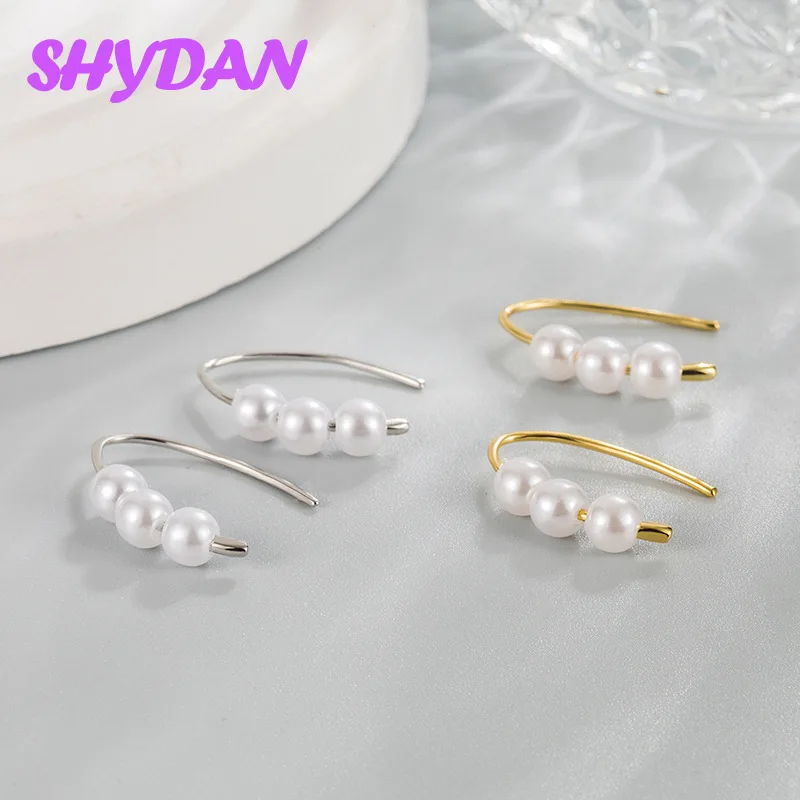 SHYDAN 925 Sterling Silver 18K Gold Water Drop Pearl Earring For Women Fashion Jewelry