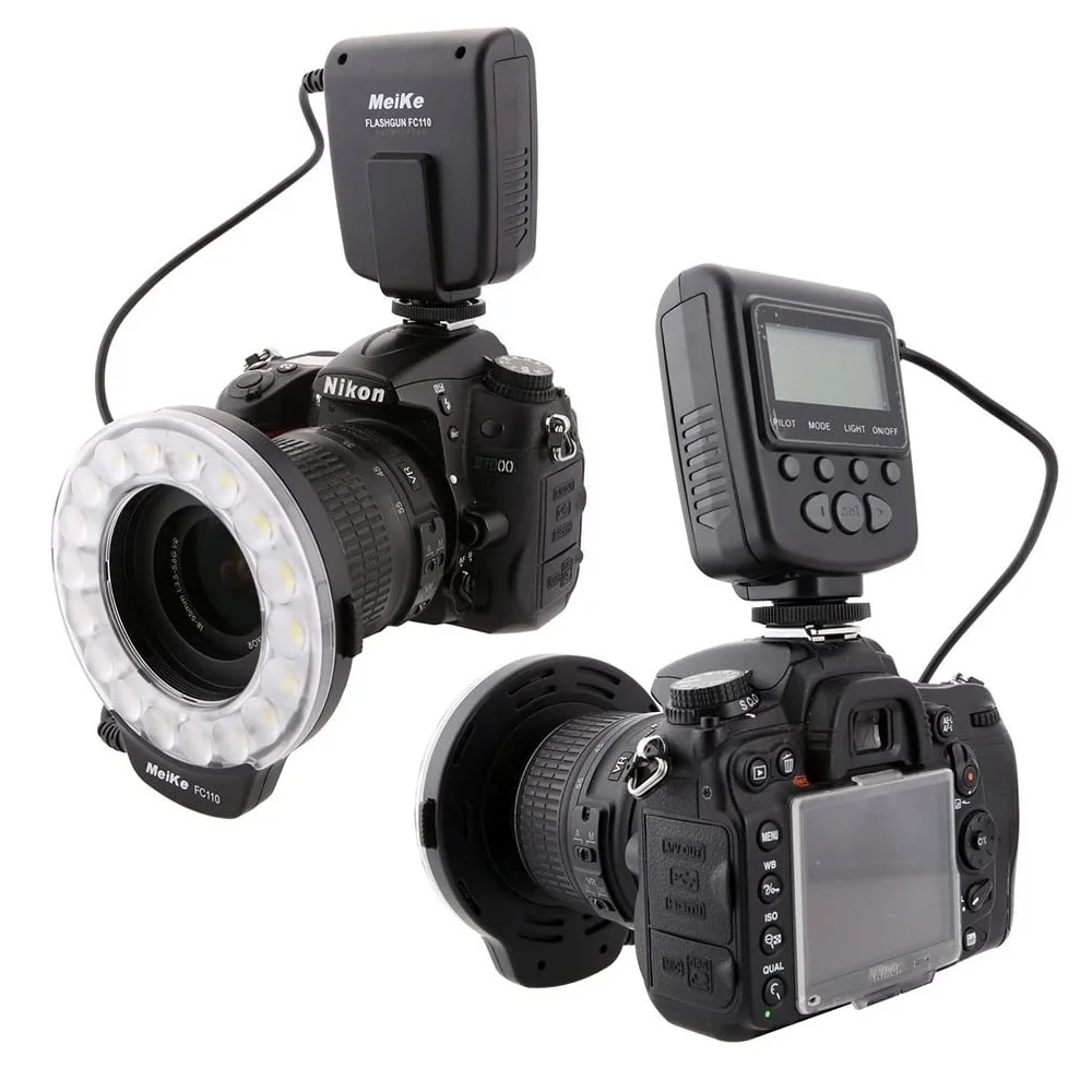 Meike Mk-FC110 Macro Ring Flash | LED Flash Light with Adapter Ring for Canon Nikon Sony Fuji Olympus Panasonic DSLR Cameras