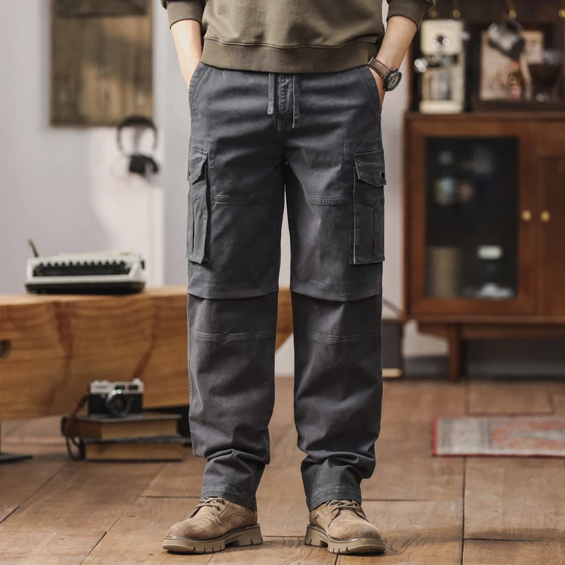 ربيع الخريف 2025 الرجال سليم مستقيم فضفاض العمل السراويل الرجعية الأمريكية عارضة الرياضة السراويل الطويلة تنوعا بارد Faionable #1