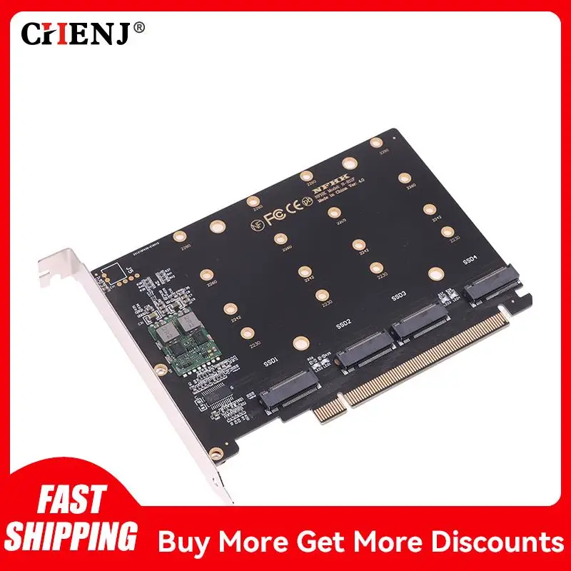 4 Port NVMe to PCIE Adapter Card M.2 NVME to PCIe X16 Adapter 4X32Gbps M Key Hard Drive Converter Reader Expansion Card