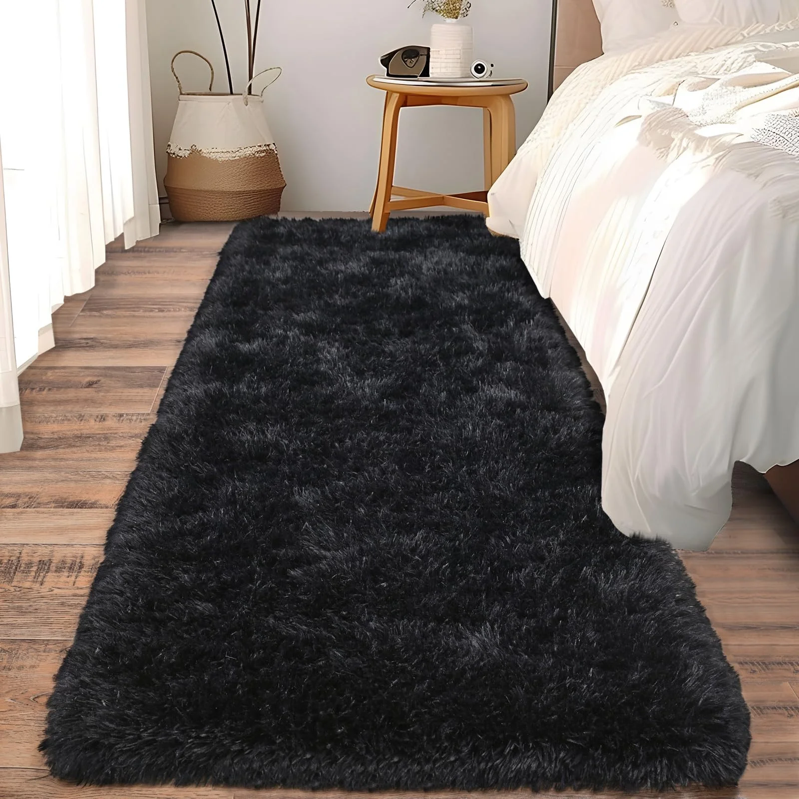 VIKAMA Ultra-Soft Running Rug Bedroom & Hallway Anti-Slip Mat Fluffy Plush Bedside Dormitory Carpet Home Decor view 4