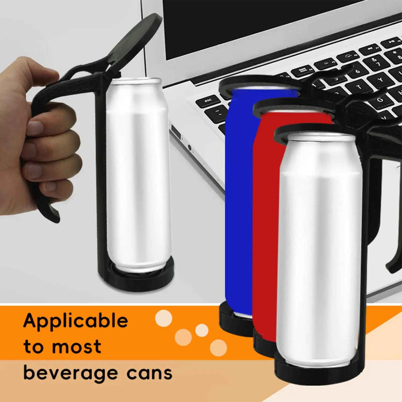 

Slim Energy Drink Holder with Handle Drink Container Sleeve Beverage Grip Adjustable Reusable Beer Sleeve Holder for Outdoor