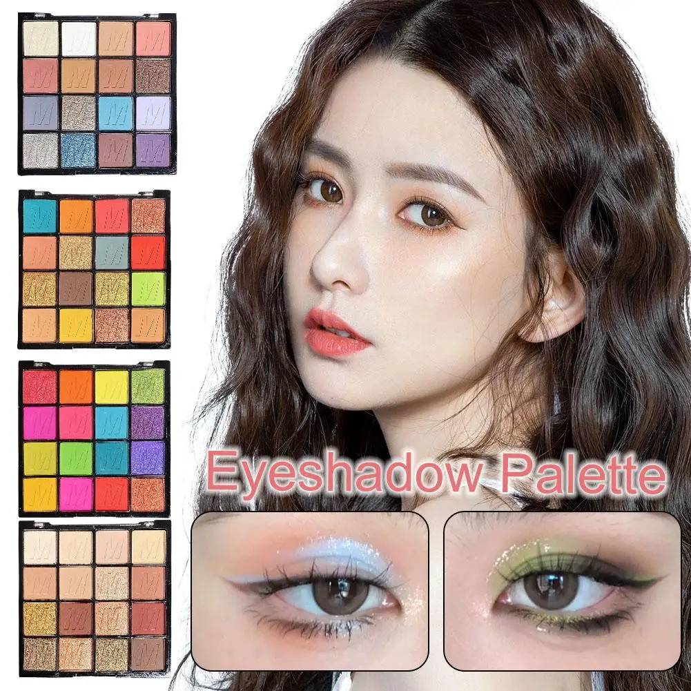 พาเลทอายแชโดว์16สีกลิตเตอร์ด้านอายแชโดว์ประกายมุกไฮไลท์เตอร์เครื่องสำอางแต่งกันน้ำยาวนาน