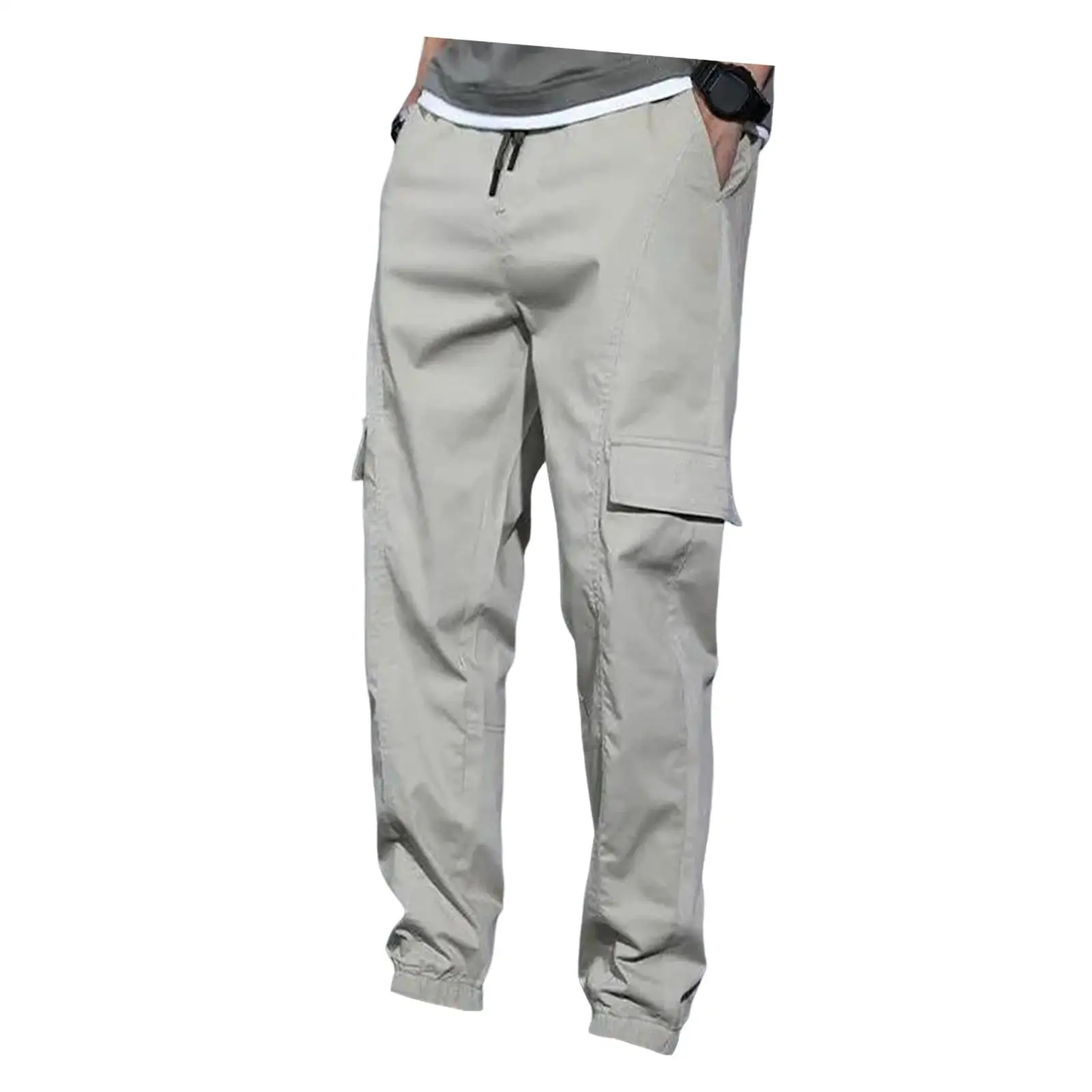 Men Casual Baggy Cargo Pants with Pockets Relaxed Fit Straight Leg Trousers for Outdoor Work Construction Hiking Fishing
