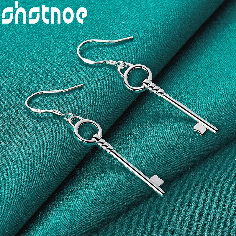 

SHSTONE 925 Sterling Silver Earring High Quality Classics Key Drop Earrings For Women Fashion Party Wedding Jewelry Gifts