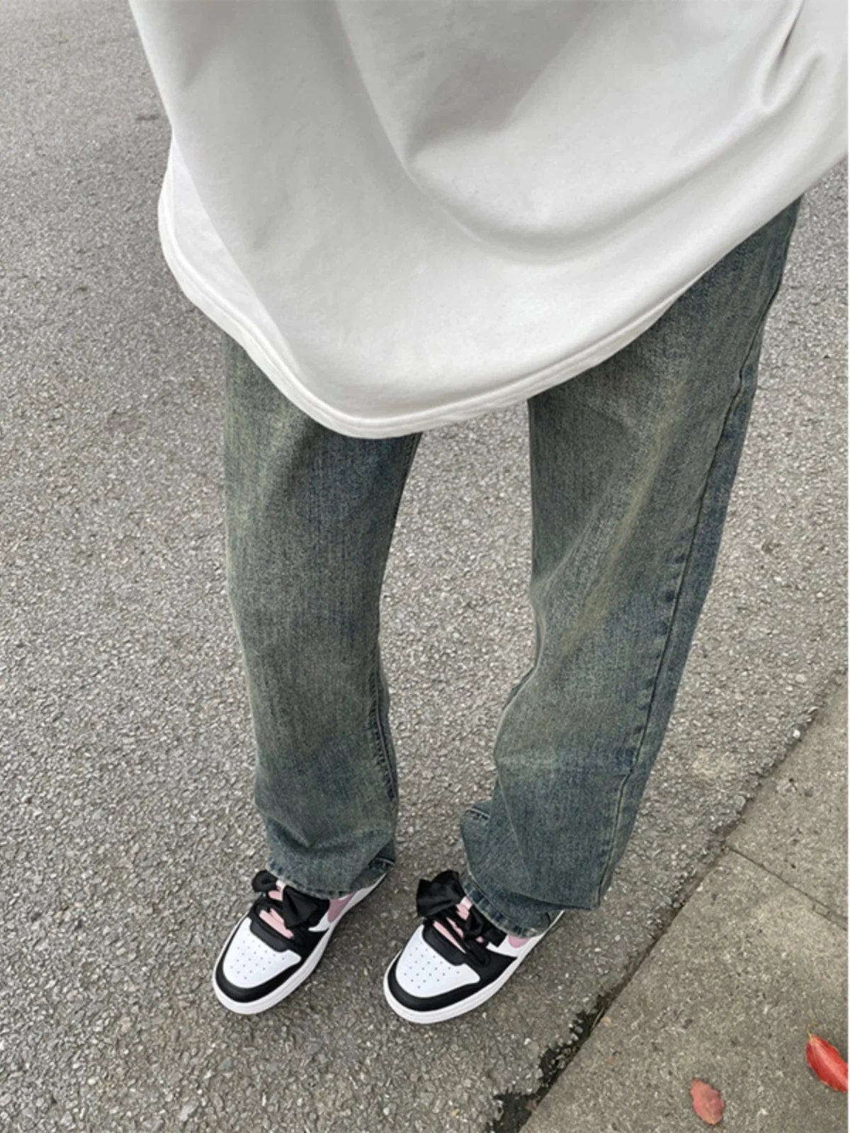 

Мужские джинсы из денима с флисовой подкладкой в стиле ретро, осенне-зимние, американские, уличный стиль, зауженные прямые брюки