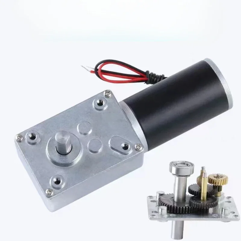 5840-31ZY DC 12V 24V Worm Geared Motor 7-470rpm High Torque D Shaft Motor 8mm Shaft Rotating Table Door Self-lock 70kg.cm 6.5A