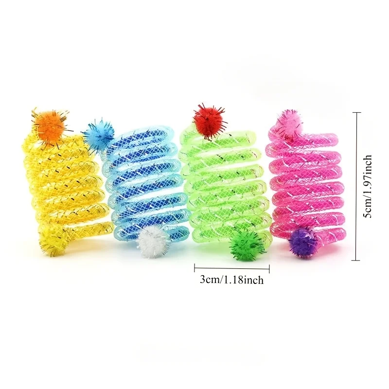 4pcs Spring Cat Toy Set,Striped Plastic and Wire Tube Interactive Telescopic Pet Toy,Suitable Kittens,Small Pets,and Small Dogs
