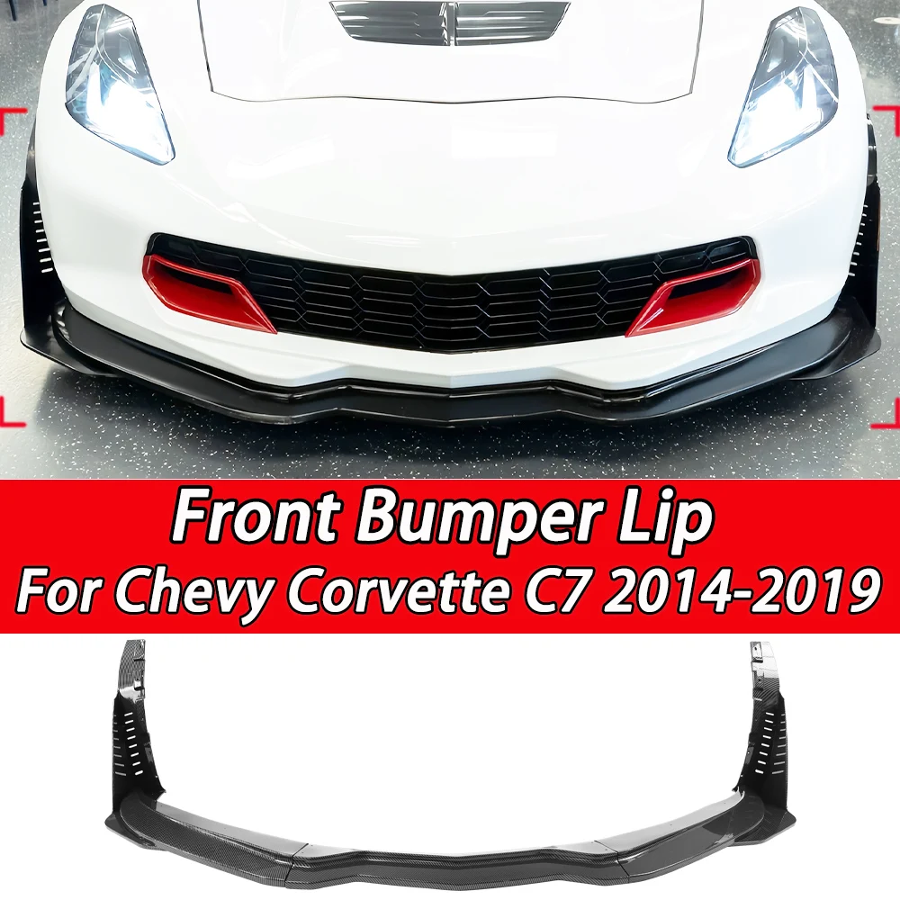 For Chevy Corvette C7 Z06 2014-2019 Stingray Z51 Stage 3 Style Car Front Bumper Lip Side Winglets Spoiler Splitter Auto Parts