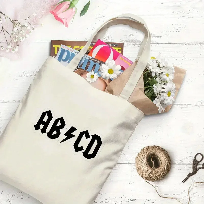 

Letter Shoulder Bag Lightning Symbol Vintage Rock Print Tote Bag Reusable Eco-friendly Daily Streetwear Casual Fashion Trend