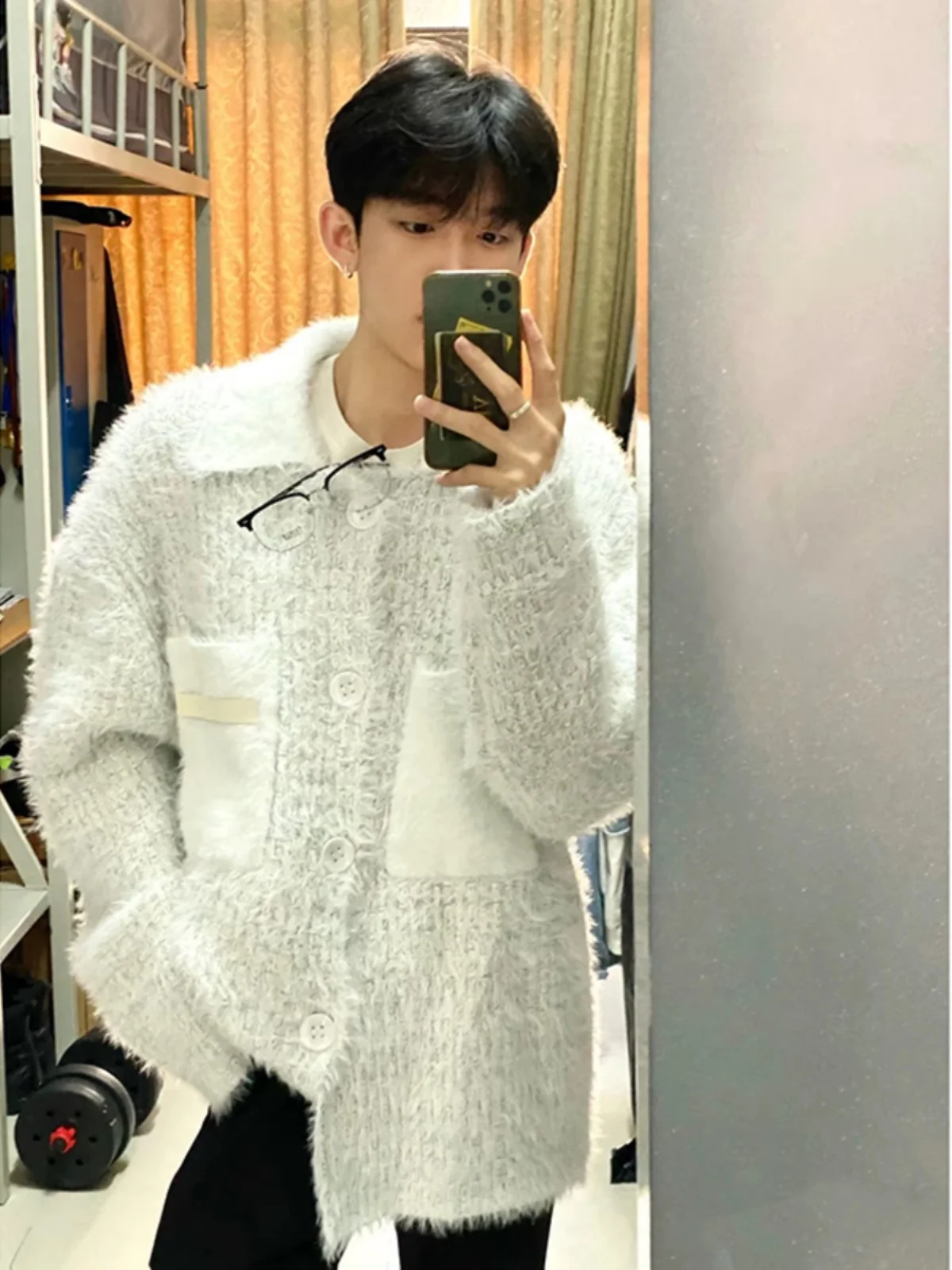 

White Knitted Thiened Winter Cardigan Sweater Men's Soft Tassel Loose Fit Casual Sle Luxury Sensation Korean Sle Outerwear