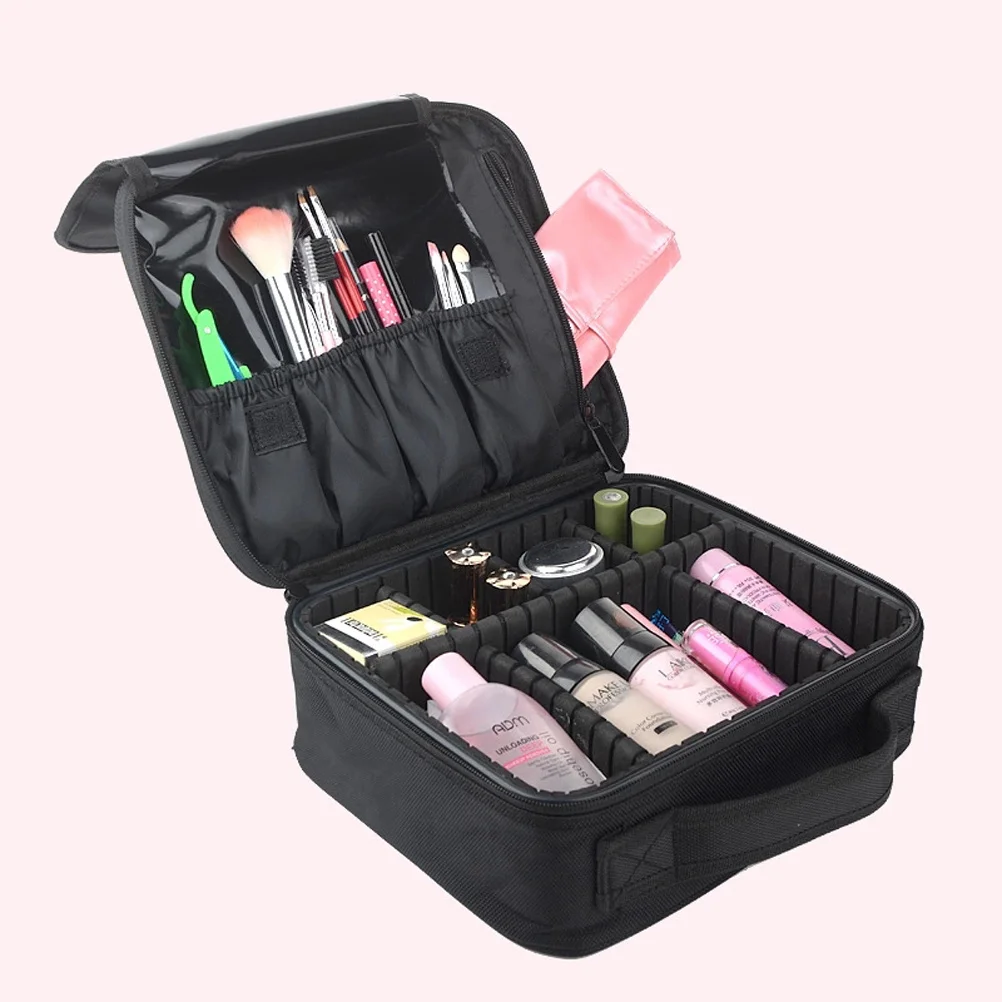

Makeup Case Waterproof Adjustable Dividers Brush Pockets Organizer Travel Bag For Lipstick Eyeshadow Foundation Tools S
