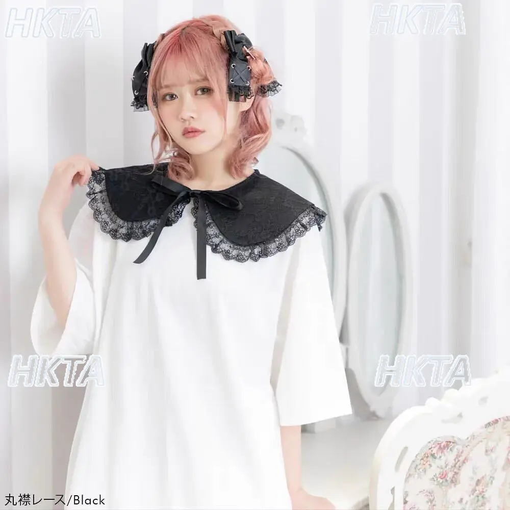 Japanese Autumn New Sweet Lace Bow Strap Versatile Ties Cute Kawaii Lolita Contrasting Color Neck Wear Apparel Accessories Women