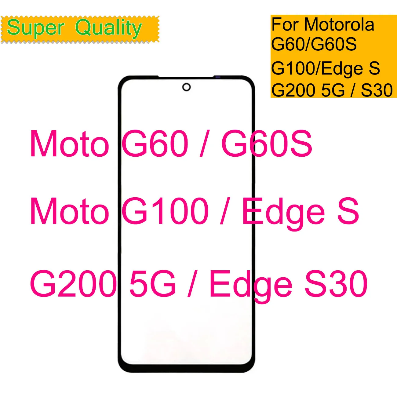 Per Motorola Moto G60 G60S G100 G200 5G pannello frontale in vetro esterno Touch Screen per obiettivo LCD Moto Edge S S30 con colla OCA