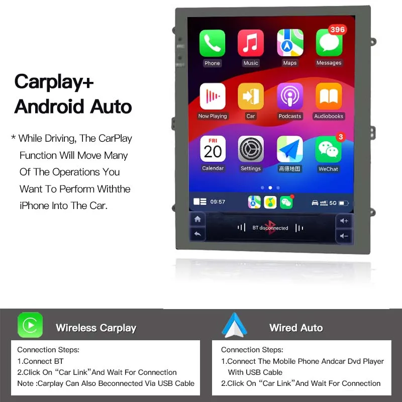 Android13 Car Radio Carplay  9.7 inch Tesla style Universal Automotive Multimedia Player GPS RDS 4G BT AUTO