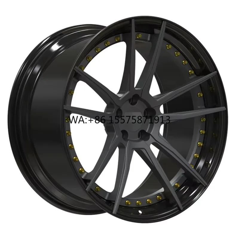 

2-Piece Forged Wheels with Black Disc Lip & Gold Decorative Screws, 21 Inch Stylish High-Performance Alloy Rims