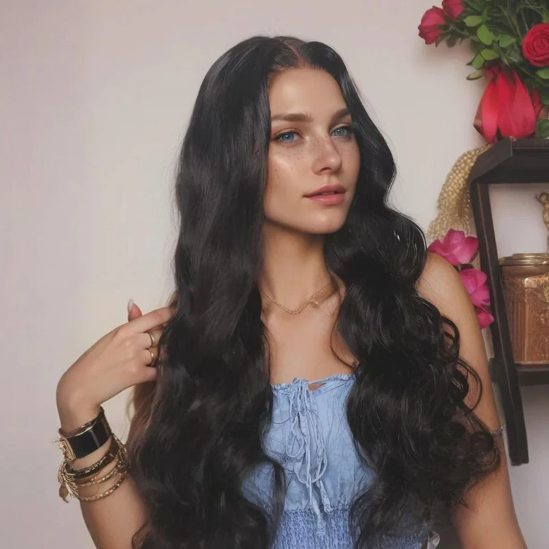 

Синтетический парик с HD-кружевной вставкой, 150% плотность, волнистая прическа, 18-24 дюйма, черный, для женщин, для повседневного использования и вечеринок