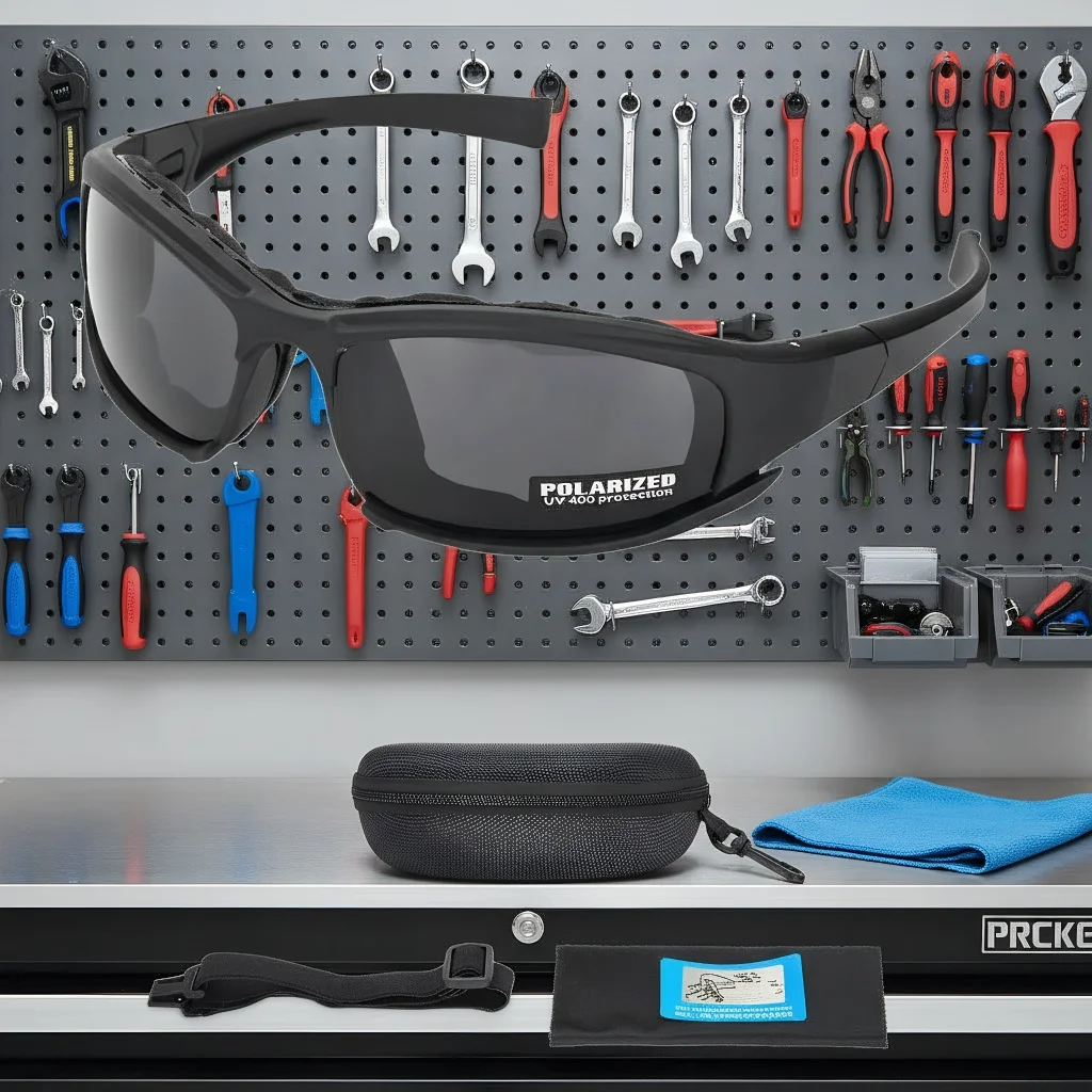 

Polarized Tactical Goggles with 4 Lenses - Windproof & Anti-Fog Safety Glasses for Outdoor Sports (Climbing, Cycling, Hiking)