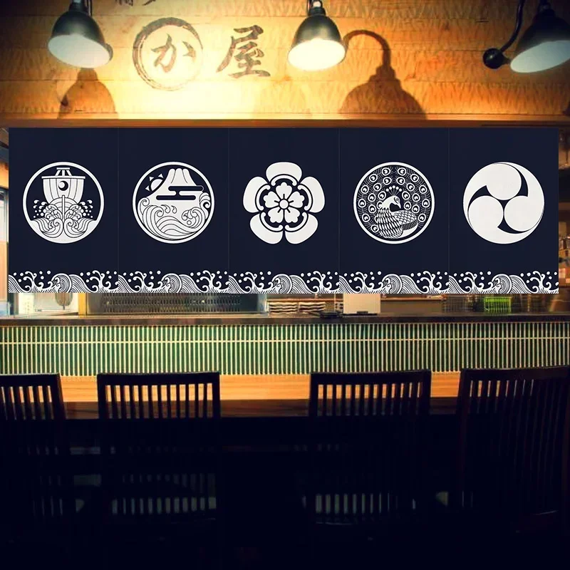 Japanese Style Door Head Half-curtain Noren Cuisine Izakaya Sashimi Seafood Restaurant Decor Short Curtains Kitchen Partition