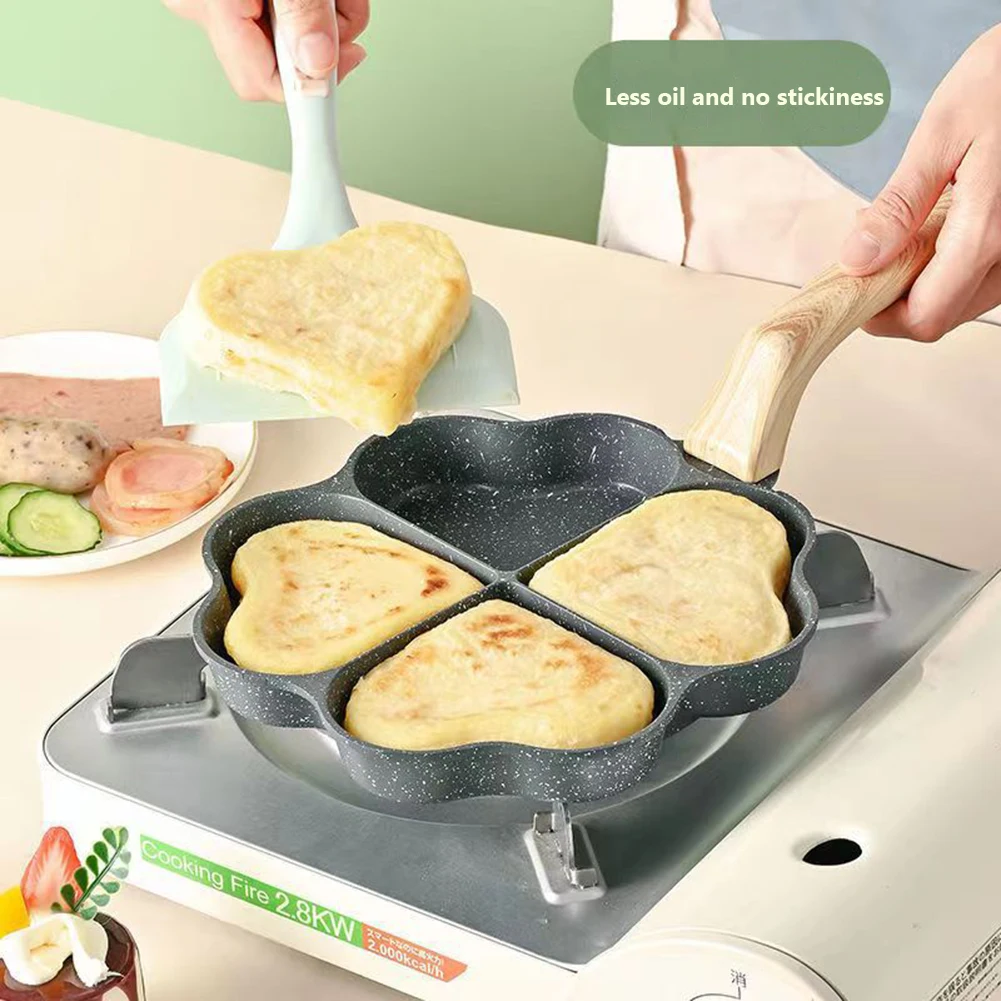 

Non-stick Four-hole Frying Pot Pan Multifunction Heart Breakfast Egg Pancake Steak Pan Cooking Egg Ham Pan Household Frying Pan