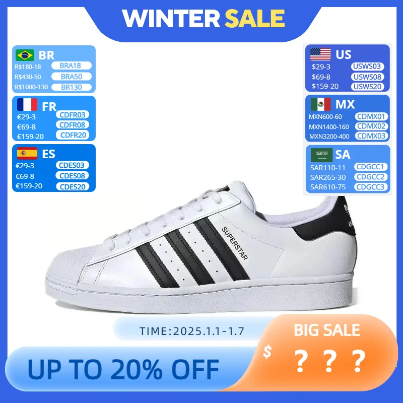 Adidas Superstar Original hombres mujer zapatos de skate clásico negro blanco al aire libre cómodo deportes zapatillas para correr