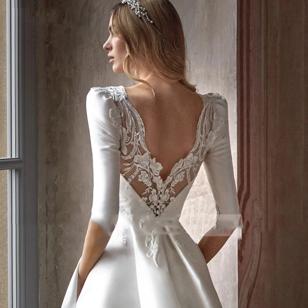 Exquisito A-Line Vestidos De Novia para mujer, Vestidos De Novia sexis con Apliques De encaje, longitud para fregar, Vestidos De Novia De princesa personalizados 2024