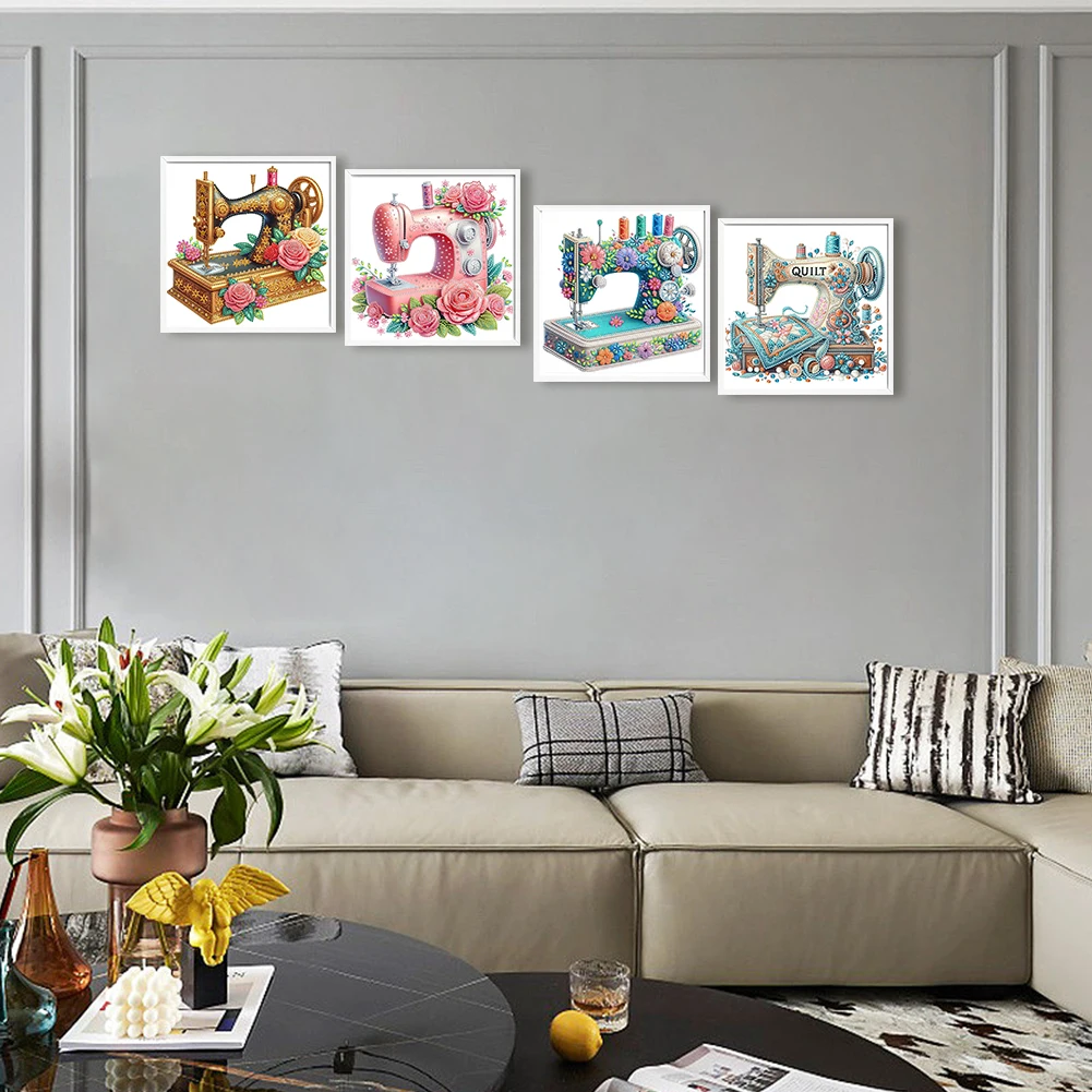 

4pcs 5D DIY Special Shape Crystal Partial Diamond Painting Kit Home Wall Decor