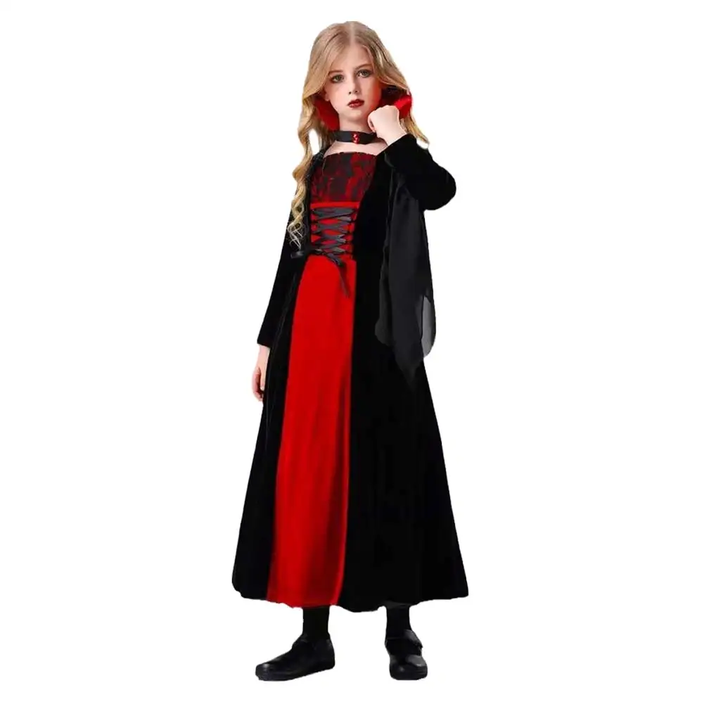 Medieval Vampires Cosplay Costume Infantil, Roupa de festa extravagante, Disfarce, Renascimento, Gótico, Retro, Roupas, Troca de Papéis, Meninas, Criança