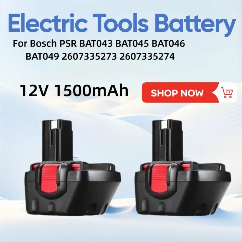

12V 1500mAh for Bosch PSR BAT043 BAT045 BAT046 BAT049 2607335273 2607335274 Electric Tools Battery