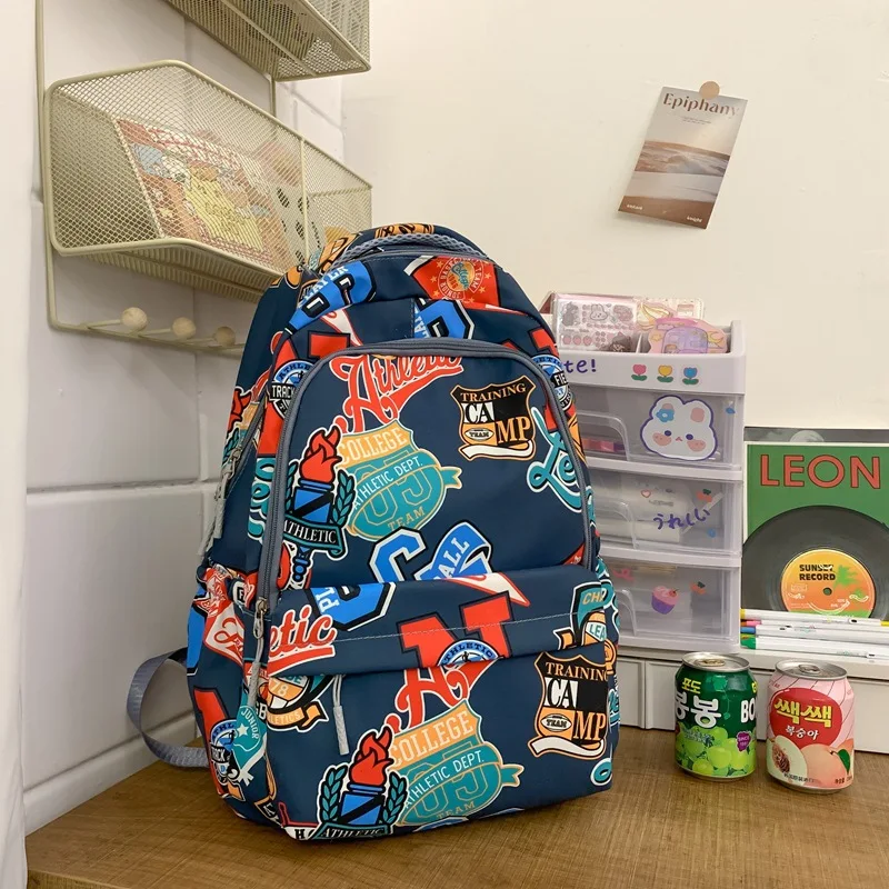 Zaino doppio di tendenza muslimtrend da uomo e da donna di marca originale di grande capacità Graffiti Mochilas Para Mujer vendita calda