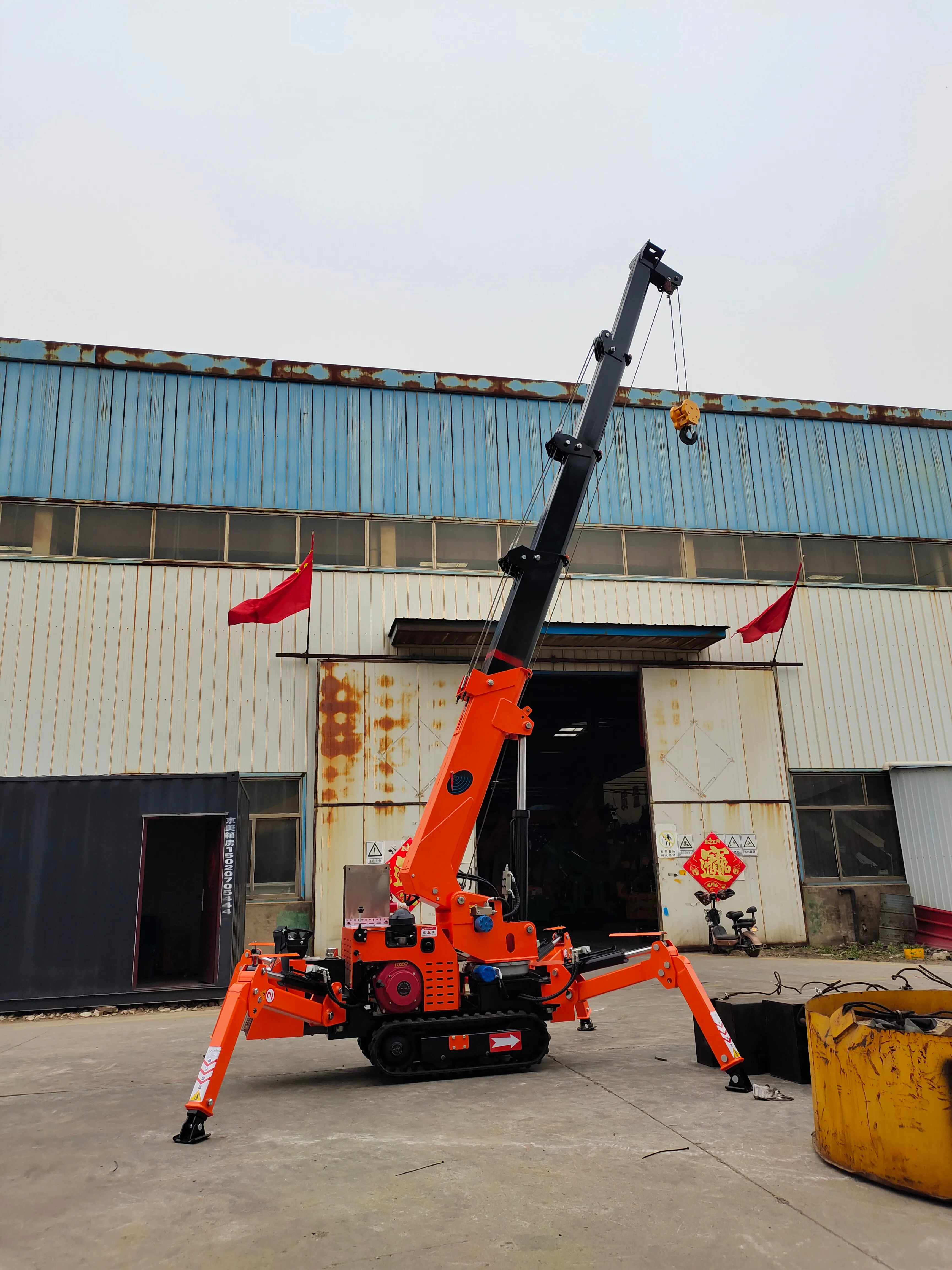2 Ton Diesel Spider Crane Mobile Spider Crane Construction Crane Spider Telescopic Boom 360 Degree Mini Crawler