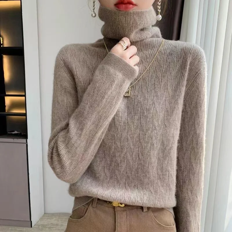 

Women's pullover cashmere sweater autumn and winter long sleeved knitted sweater top thickened long sleeved sweater