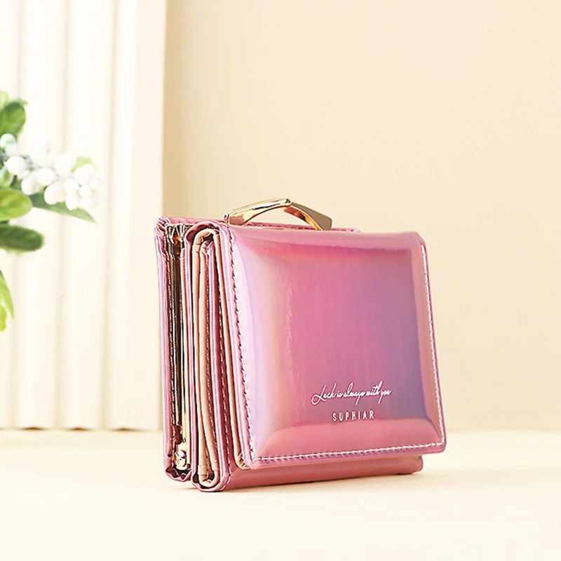 Mujer 	 Carteras de moda con tarjetero de arcoíris, monederos con bolsillo para monedas para mujer, billetera bonita corta portátil de cuero PU