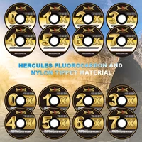 HERCULES 55YDS Línea Tippet de pesca con mosca Nylon transparente 1X 2X 3X 4X 5X 6X 7X con soporte Tippet y carrete tierno 2.53LB -12.78LB