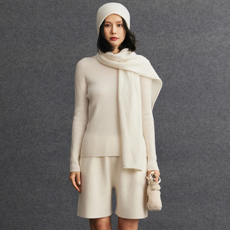 High Quality 100% Cashmere Scarf For Women Spring Autumn Winter Soft Comfy Long Scarf Pure Cashmere Knitwear Warm Scarf Top