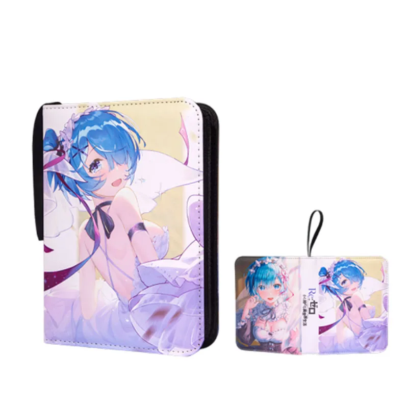 Anime Life In A Different World From Zero Rem 9 Compartment Zip Transparent Card Book Children's Toys Surprise  Birthday Gift