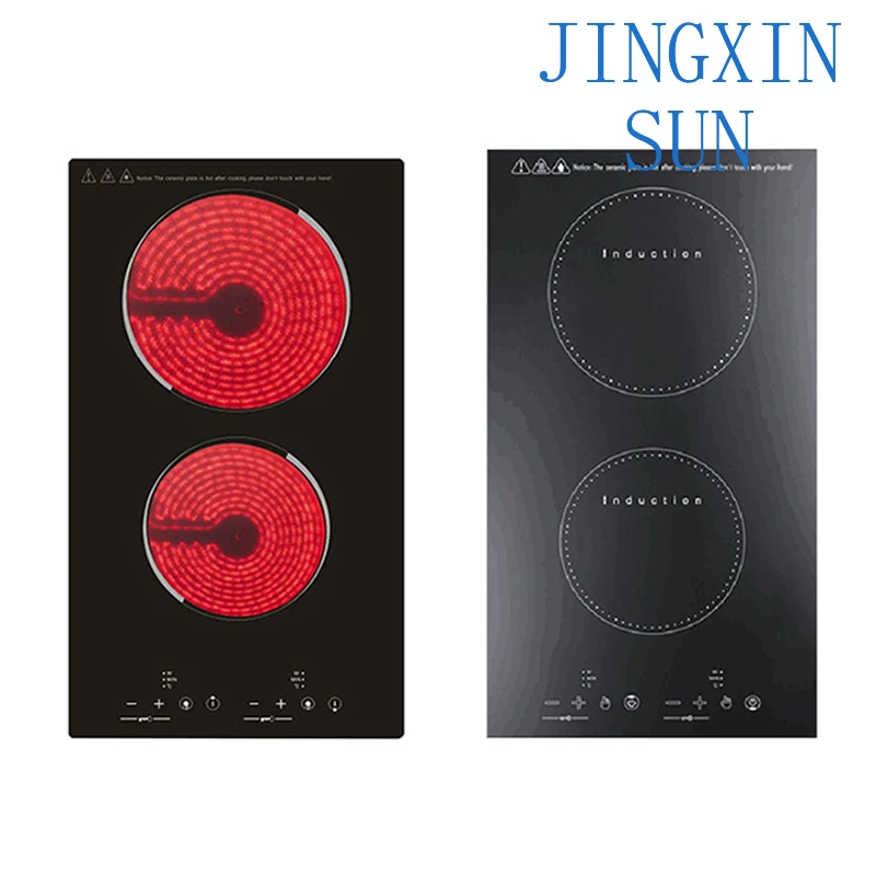 Kitchen 2 Rings Ceramic Cooker Induction Cooktop Double Electric Cooker Hob Heating Cooker Electric Stove Vertical Cooking Plate