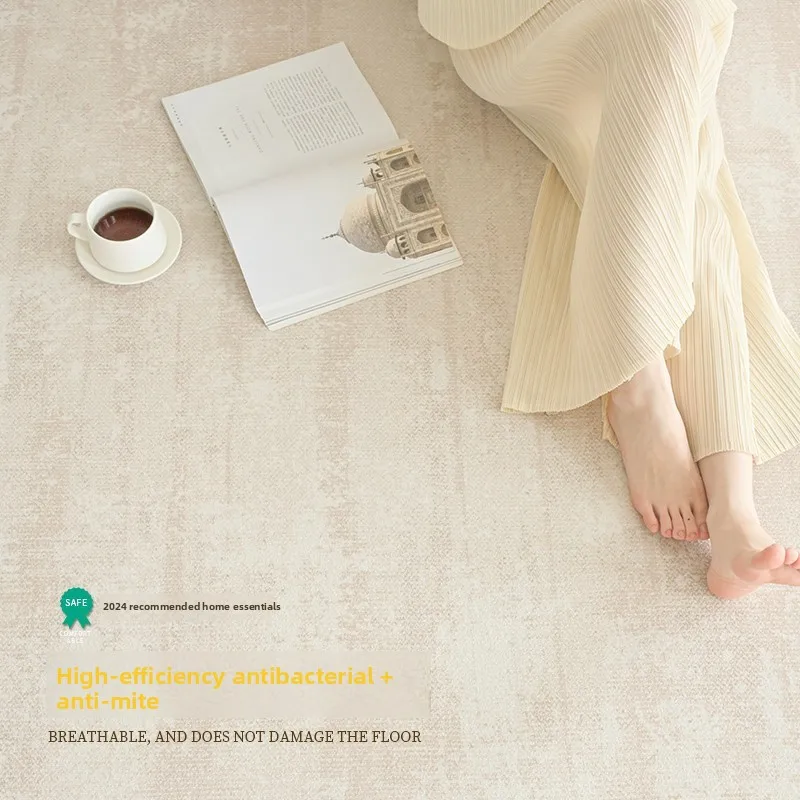 Alfombra impermeable para sala de estar llena de terciopelo circular, se puede limpiar en el suelo grueso del dormitorio y el hogar