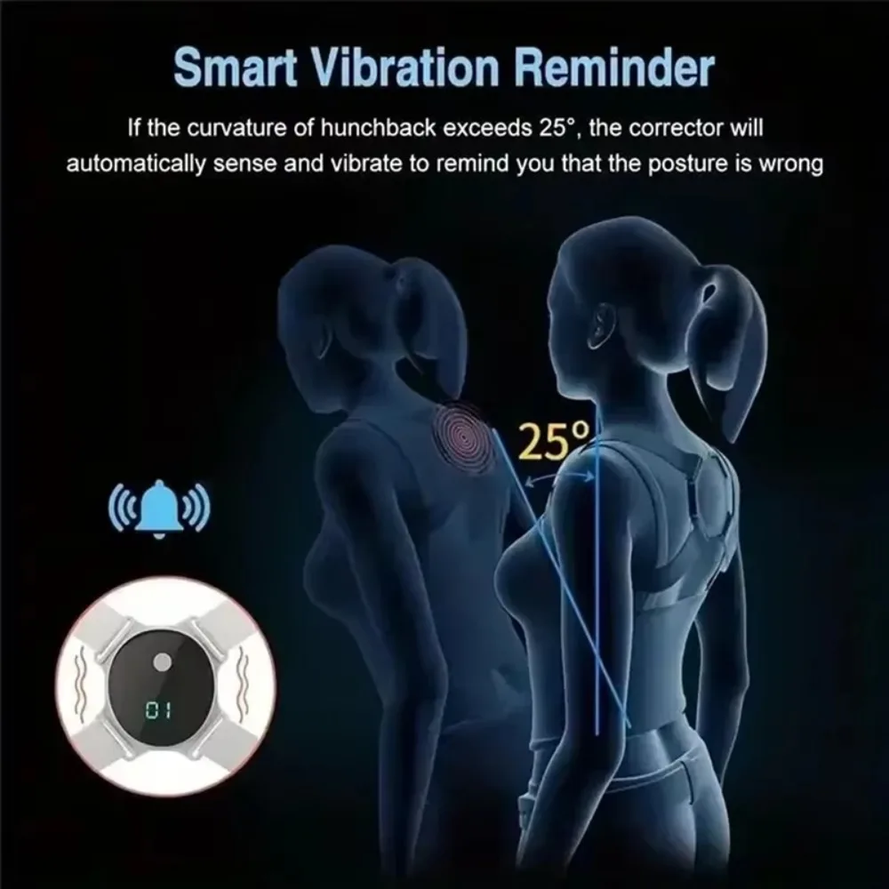 Smart Posture Corrector Back Brace Vibration Reminder Invisible Shoulder Support Adjustable Back Straightener For Adult Kids - view 4