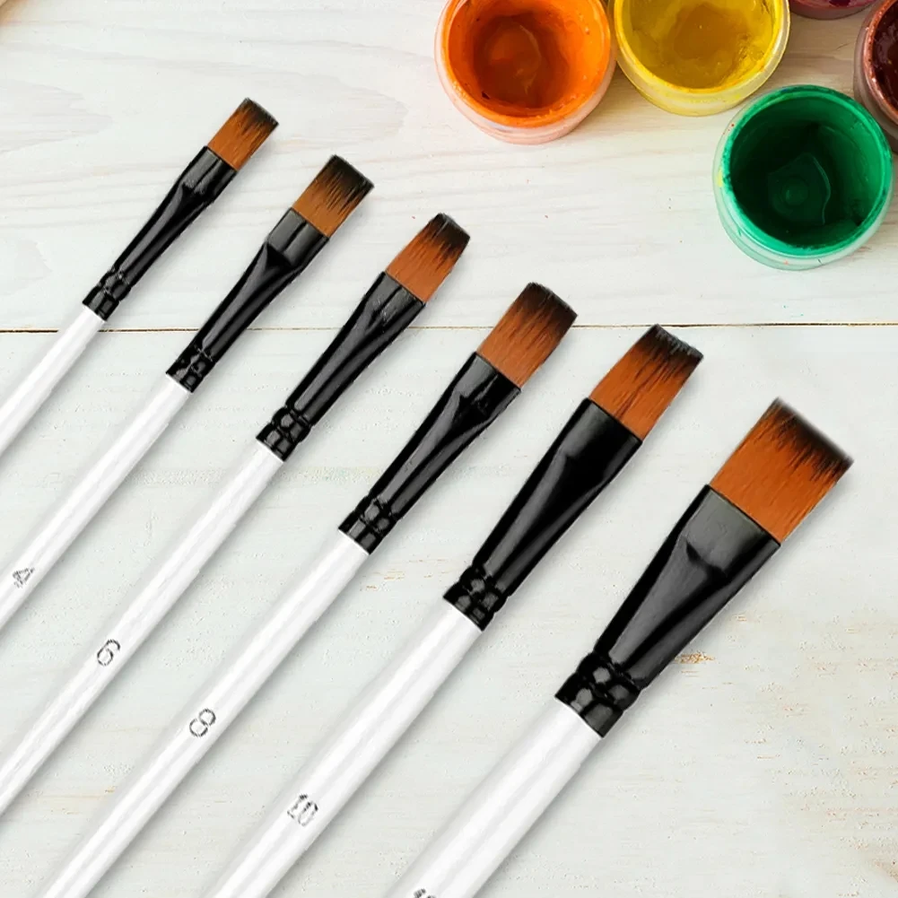 6pcs Artist Paint Brushes Set Nylon Tips Artist Paint Brushes For Acrylic Oil Watercolor Acrylic Painting Body Face Rock Art