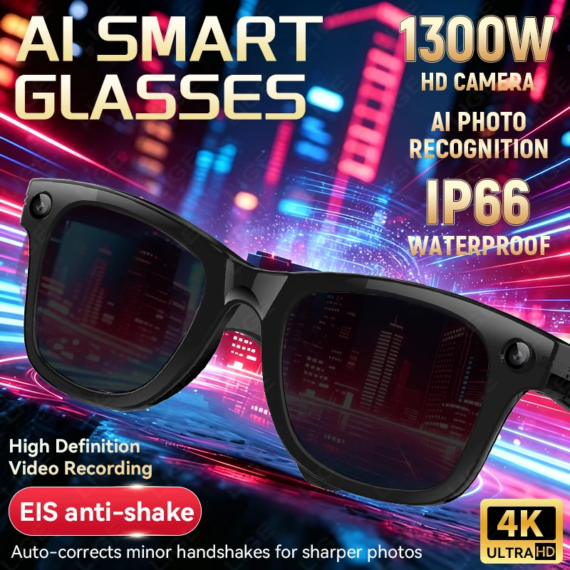Lunettes Intelligentes IA 2026 pour Hommes, Enregistrement Vidéo HD 1080P, Intégration ChatGPT, Fonction d'Appel Bluetooth, 32 Go de ROM, Traduction Linguistique