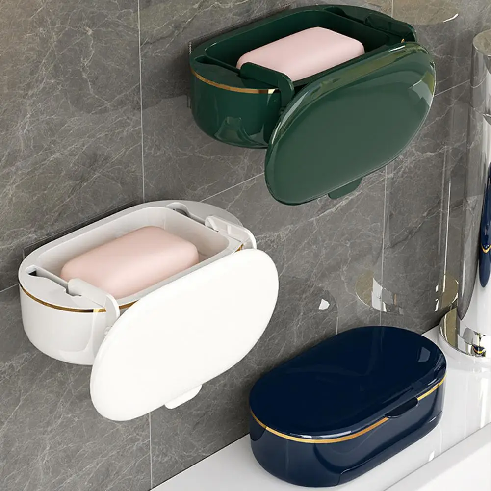 Soap Box Multi-purpose Soap Dish Case Space-saving Wall Mounted Sponge Soap Drain Holder for Home Bathroom