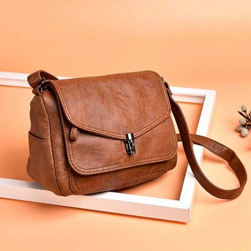 

PU Leather Women Leather Handbags Soft Casual Messenger Crossbody Bag High Quality Female Leather Shoulder Bag Ladies Sac A Main